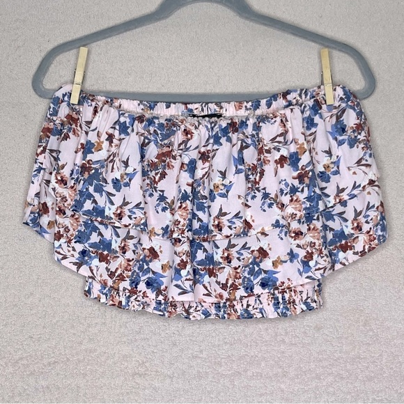 1. State Tops - 1 State Cropped Sleeveless Tube Top-Pink Floral-Tiered-Summer-Cottagecore-Casual